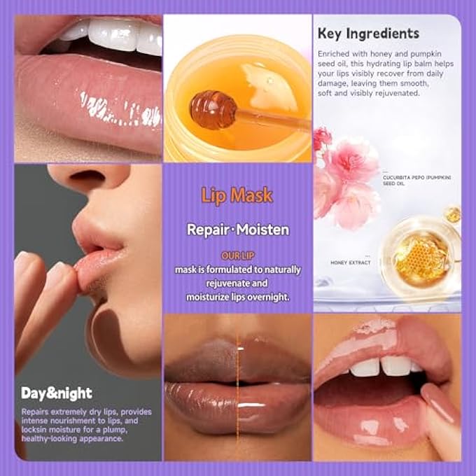 She Loves 2 BOTTLES SAKURA & HONEY LIP BALM, DAY & NIGHT REPAIR DEEP MOISTURE AND FADE LINES, RICH IN VITAMIN E & CHERRY BLOSSOM EXTRACT BEESWAX ESSENCE NATURAL ENHANCER CARE SLEEPING MASK - Image 4